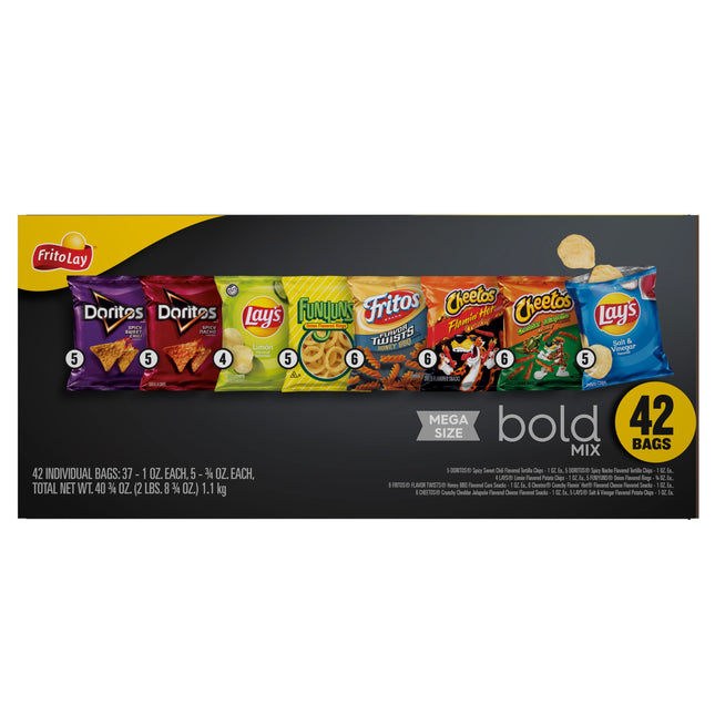 Frito Lay Bold Mix Chips Variety Pack, Mega Size, 42 Count