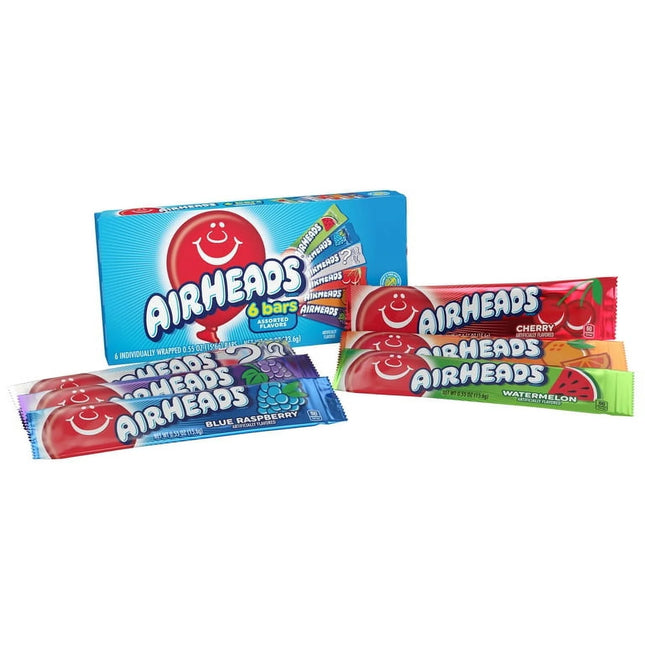 Airheads Chewy Candy Bars Theater Box, Assorted Flavors, 6 Count