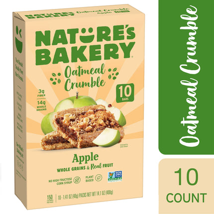 Nature'S Bakery, Oatmeal Crumble, Apple, 10 Breakfast Snack Bars, 1.41 Oz