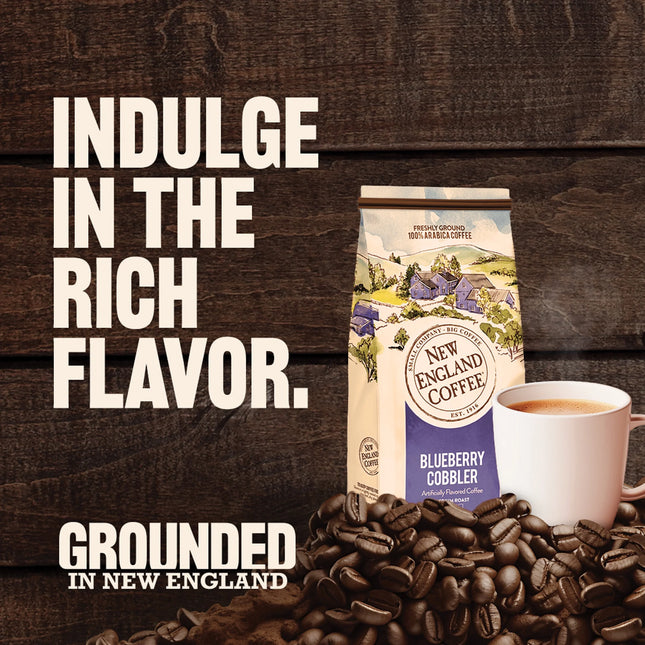 New England Coffee Blueberry Cobbler, Medium Roast, Ground Coffee, 11 Oz.