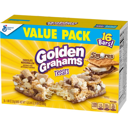 Golden Grahams Cereal Treat Bars, S'Mores, Snack Bars, Value Pack, 16 Ct, 16.96 Oz