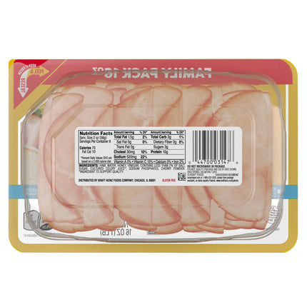 Oscar Mayer Deli Fresh Honey Uncured Sliced Ham Deli Lunch Meat Family Size, 16 Oz Package