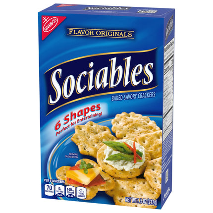 Flavor Originals Sociables Baked Savory Crackers, Party Snacks, 7.5 Oz