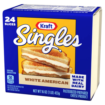 Kraft Singles White American Cheese Slices, 24 Ct Pk, Refrigerated