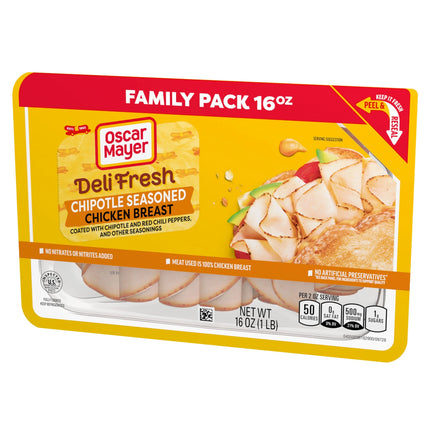 Oscar Mayer Deli Fresh Chipotle Seasoned Sliced Chicken Breast Deli Lunch Meat, 16 Oz Package