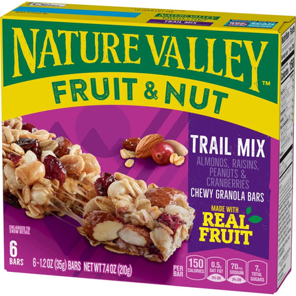 Nature Valley Chewy Fruit and Nut Granola Bars, Trail Mix, 6 Count, 7.4 Oz
