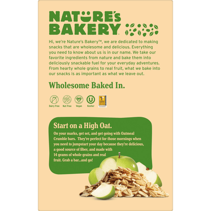 Nature'S Bakery, Oatmeal Crumble, Apple, 10 Breakfast Snack Bars, 1.41 Oz