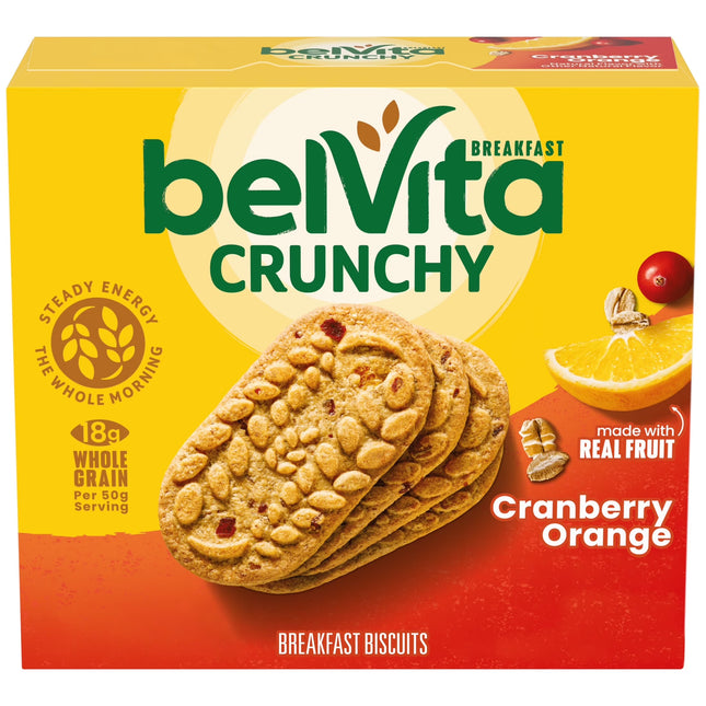 Belvita Breakfast Bars Biscuits, Cranberry Orange, 5 Packs (4 Biscuits per Pack)