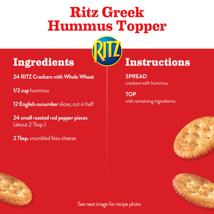 RITZ Whole Wheat Crackers, Snacks for Kids and Adults, Lunch Snacks, 12.9 Oz
