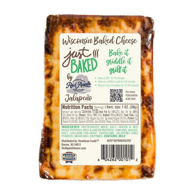 Red Apple Cheese Just Baked Jalapeno Cheese, 8Oz, Block, Refrigerated