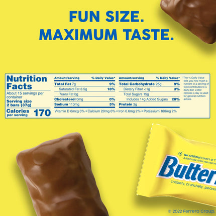Butterfinger, Chocolatey, Peanut-Buttery, Individually Wrapped Fun Size Candy Bars, Jumbo Bag, 19.8 Oz