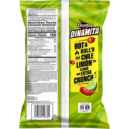 Doritos Dinamita Tortilla Chips Chile Limon, 10.75 Oz Bag