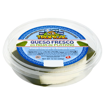 Tropical Queso Fresco, Fresh Cheese in Banana Leaf, 12 Oz, Rsbt Free, Resealable Plastic Tray