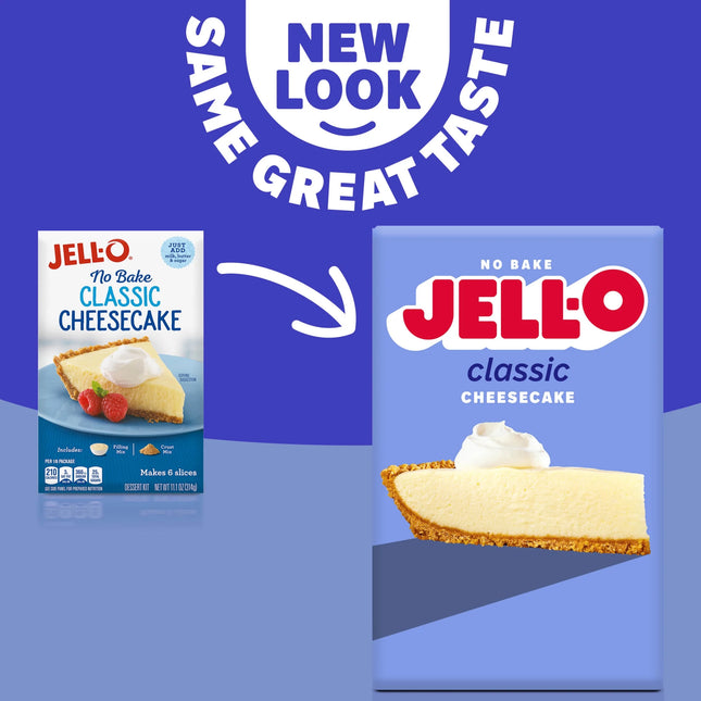 Jell-O No Bake Classic Cheesecake Dessert Kit with Filling Mix and Crust Mix, 11.1 Oz Box