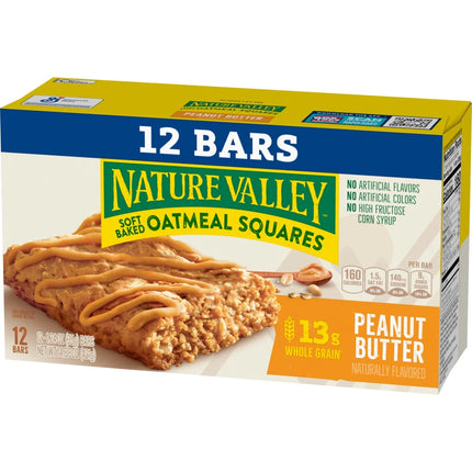 Nature Valley Soft Baked Oatmeal Squares, Peanut Butter, 12 Bars, 14.88 Oz