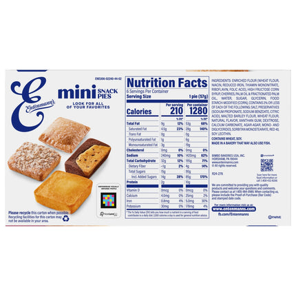 Entenmann'S Cherry Snack Pies, 6 Packs, Mini Pies, 12 Oz Box
