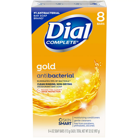 Dial Complete Antibacterial  Bar Soap, Gold, 4 oz, 8 Bars