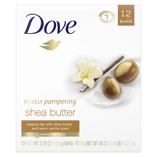 Dove Cleanser Shea Butter  Moisturizing  Soap Moisturizing  3.75 oz, 12 Bars