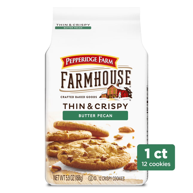 Pepperidge Farm Farmhouse Thin & Crispy Butter Pecan Cookies, 5.9 Oz Bag