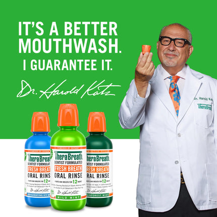 Therabreath Fresh Breath Mouthwash, Mild Mint, Alcohol-Free Mouthwash for Adults, 16 Fl Oz