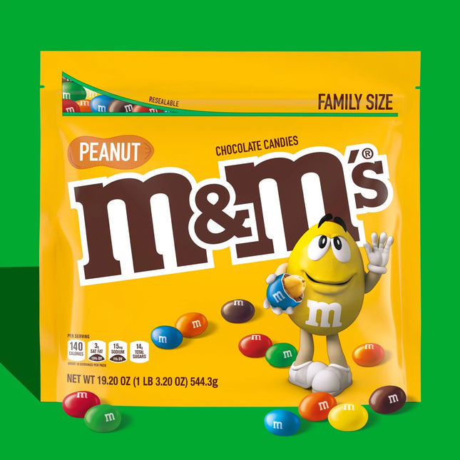 M&M'S Peanut Milk Chocolate Candy, Family Size - 18.08 Oz Bulk Bag