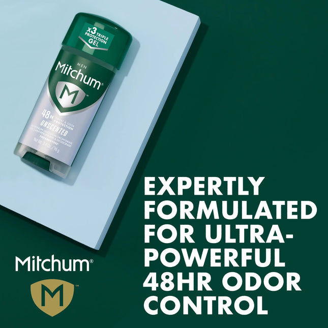 Mitchum Men’S Triple Odor Protection Antiperspirant & Deodorant Gel, Unscented, 2 Pack