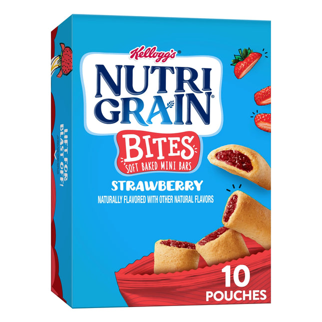 Kellogg'S Nutri-Grain Bites Strawberry Chewy Soft Baked Mini Breakfast Bars, Kids Snacks, 13 Oz, 10 Count