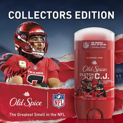Old Spice Men'S Aluminum Free Deodorant, NFL Collection, Clutch Play CJ Stroud, Amber + Accuracy Scent, 3Oz