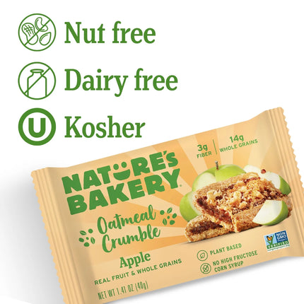 Nature'S Bakery, Oatmeal Crumble, Apple, 10 Breakfast Snack Bars, 1.41 Oz