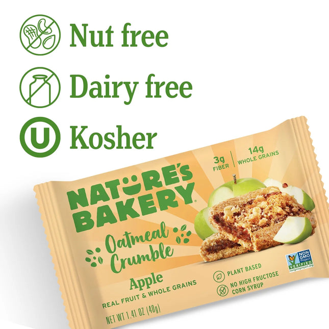 Nature'S Bakery, Oatmeal Crumble, Apple, 10 Breakfast Snack Bars, 1.41 Oz