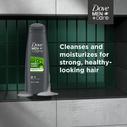 Dove Men+Care Fresh Clean 2-In-1 Shampoo and Conditioner with Caffeine and Menthol, 12 Fl Oz