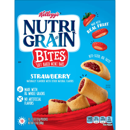Kellogg'S Nutri-Grain Bites Strawberry Chewy Soft Baked Mini Breakfast Bars, Kids Snacks, 13 Oz, 10 Count
