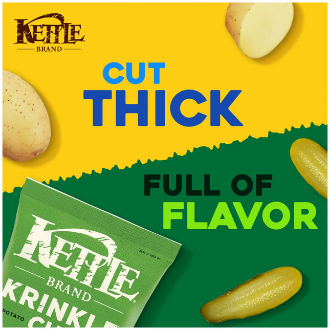 Kettle Brand Potato Chips, Krinkle Cut, Dill Pickle Kettle Chips, 7.5 Oz