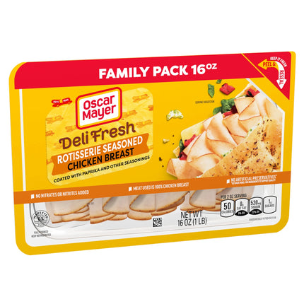 Oscar Mayer Deli Fresh Rotisserie Seasoned Sliced Chicken Breast Deli Lunch Meat, 16 Oz Package