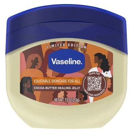 Vaseline Lock in Moisture Cocoa Butter Healing Petroleum Jelly for Dry Skin, 7.5 Oz