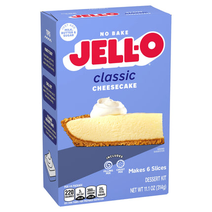 Jell-O No Bake Classic Cheesecake Dessert Kit with Filling Mix and Crust Mix, 11.1 Oz Box