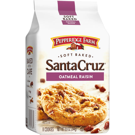 Pepperidge Farm Santa Cruz Soft Baked Oatmeal Raisin Cookies, 8.6 Oz Bag (8 Cookies)