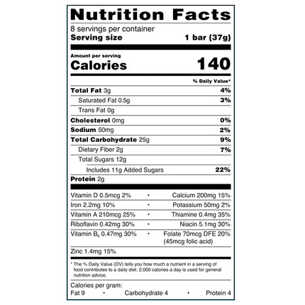 Great Value Fruit & Grain Cereal Bars, Blueberry, 1.3 Oz, 8 Count