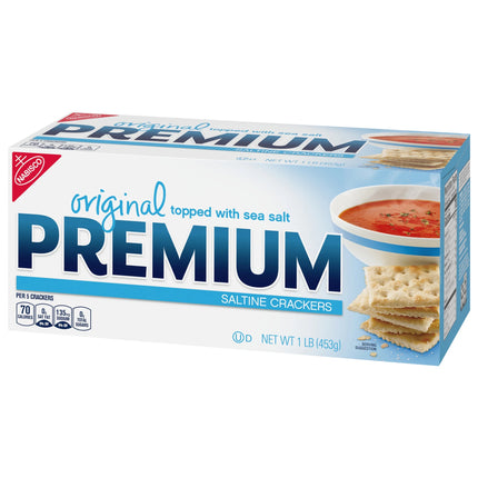 Premium Original Saltine Crackers, Lunch Snacks, 16 Oz