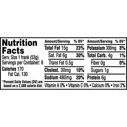 Ball Park Bun Length Beef Hot Dogs, 15 Oz, 8 Count