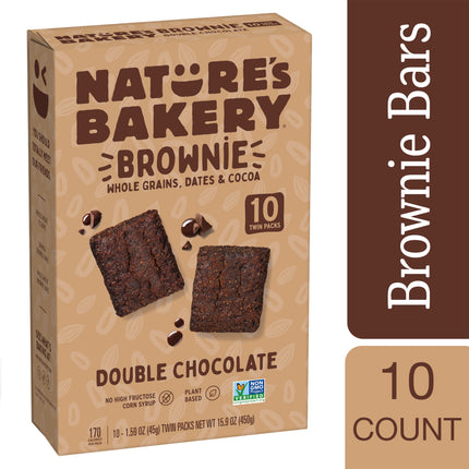 Nature'S Bakery, Double Choc Brownie, Twin Packs, 1.59 Oz, 10 Count