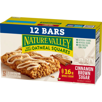 Nature Valley Soft Baked Oatmeal Squares, Cinnamon Brown Sugar, 12 Bars, 14.88 Oz