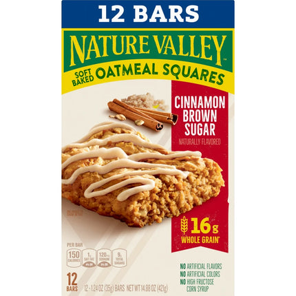 Nature Valley Soft Baked Oatmeal Squares, Cinnamon Brown Sugar, 12 Bars, 14.88 Oz