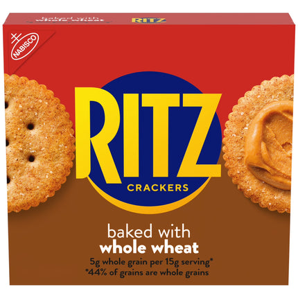 RITZ Whole Wheat Crackers, Snacks for Kids and Adults, Lunch Snacks, 12.9 Oz