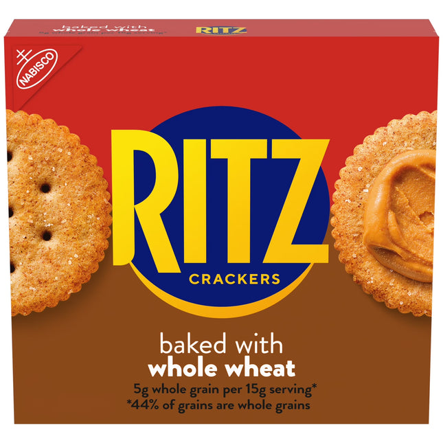 RITZ Whole Wheat Crackers, Snacks for Kids and Adults, Lunch Snacks, 12.9 Oz
