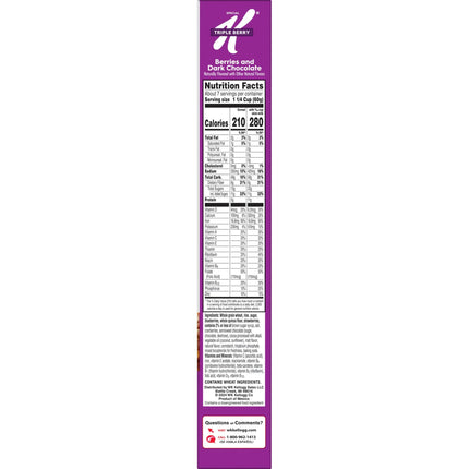 Kellogg'S Special K Triple Berry Blend Breakfast Cereal, Family Breakfast, Fiber Cereal, Berries and Dark Chocolate, 14.7Oz Box (1 Box)