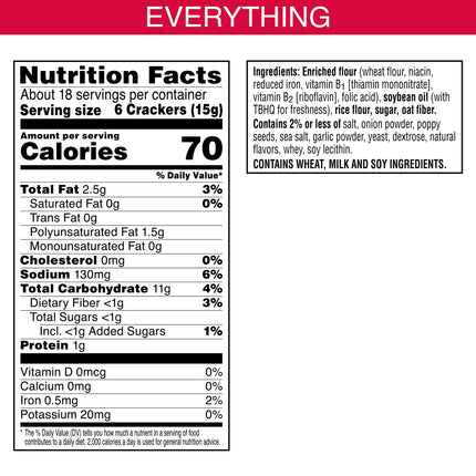 Town House Pita Crackers Everything Flavor Oven Baked Crackers, Party Snacks, 9.5 Oz