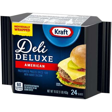 Kraft Deli Deluxe American Cheese Wrapped Slices, 24 Ct Pk, Refrigerated