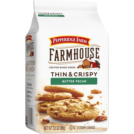 Pepperidge Farm Farmhouse Thin & Crispy Butter Pecan Cookies, 5.9 Oz Bag
