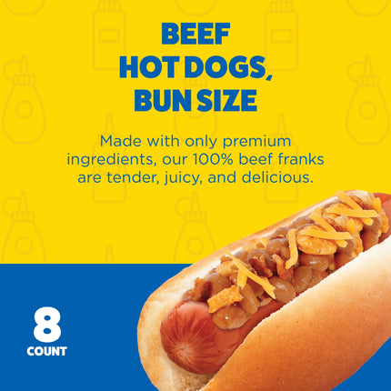 Ball Park Bun Length Beef Hot Dogs, 15 Oz, 8 Count